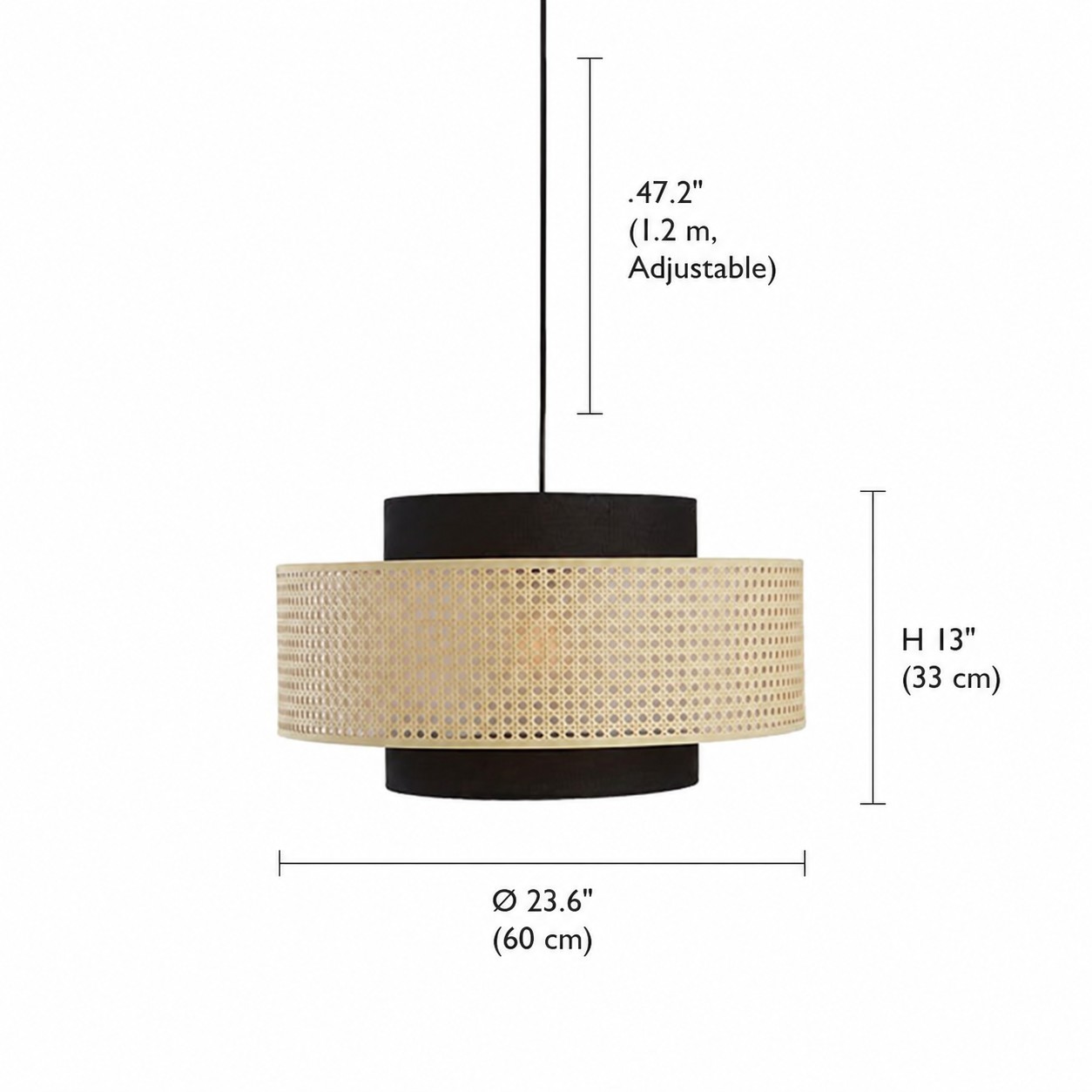 Nivara Rattan Linen Double Drum Pendant Light