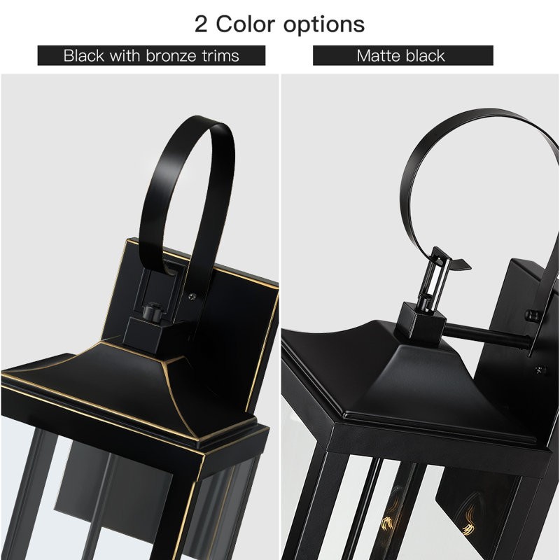 Phelon Large Black Metal Lantern Outdoor Wall Sconce