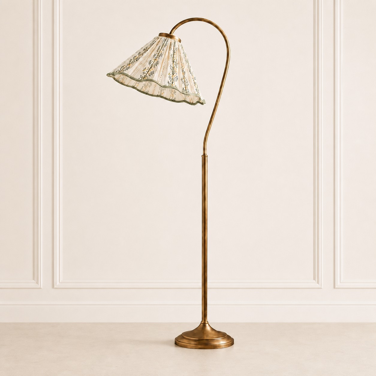 Maelis Vintage Pleated Shade Gooseneck Floor Light