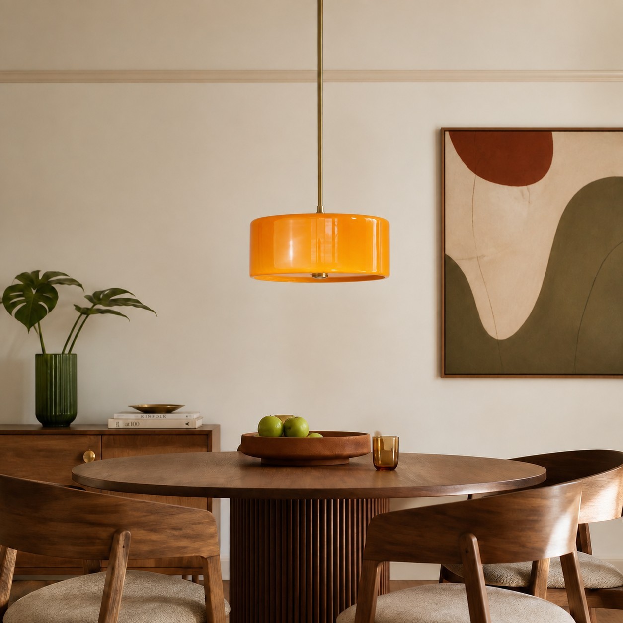 Xavier Modern Glossy Ceramic Drum Pendant Light