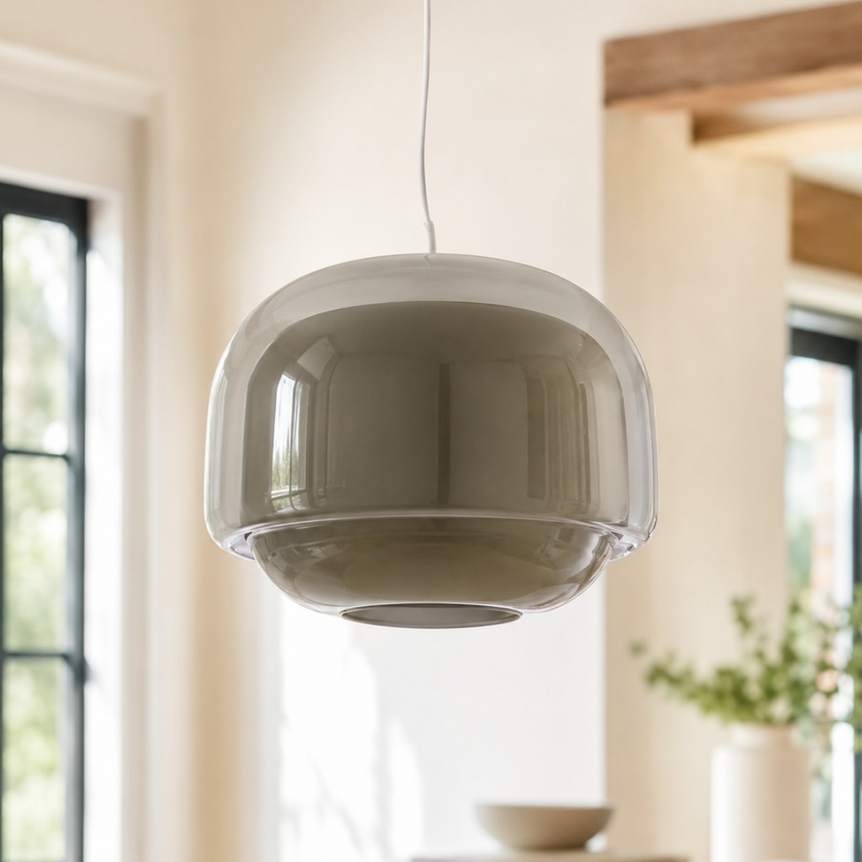 Vexlynn Scandinavian Round Dual-Layer Tinted Glass Pendant Light