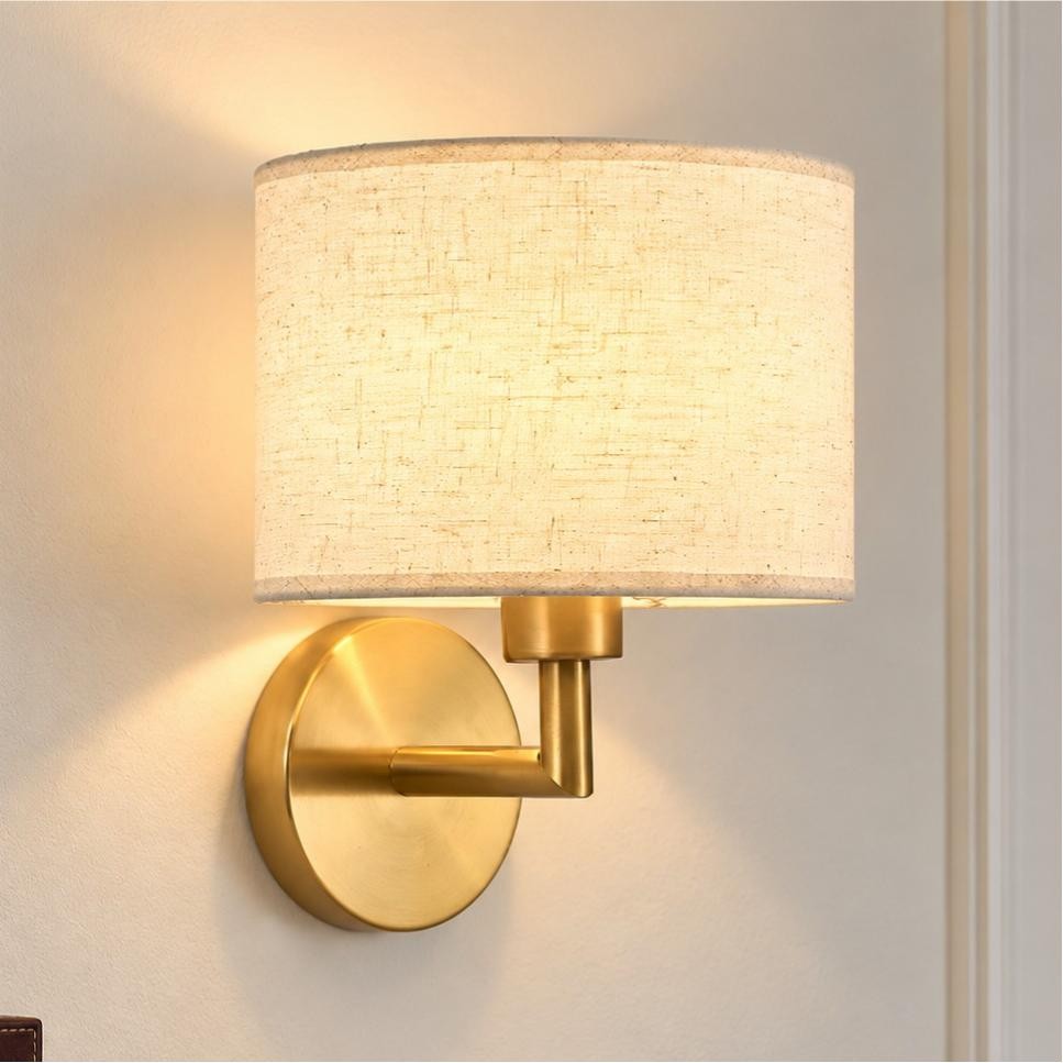 Delena Linen Drum Shade Wall Sconce