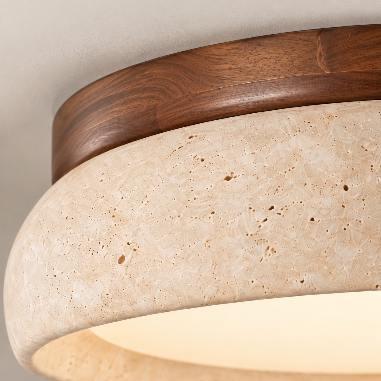Archie Faux Travertine Round LED Flush Mount Ceiling Light