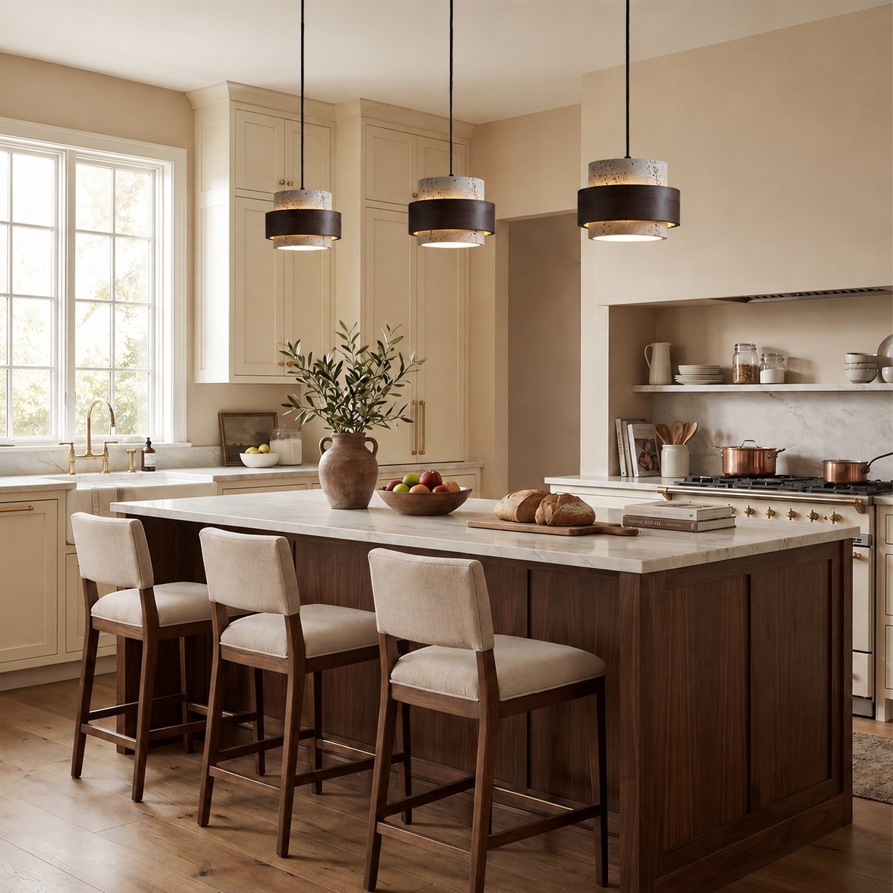 Timothy Wabi Sabi Cylindrical Travertine Pendant Light