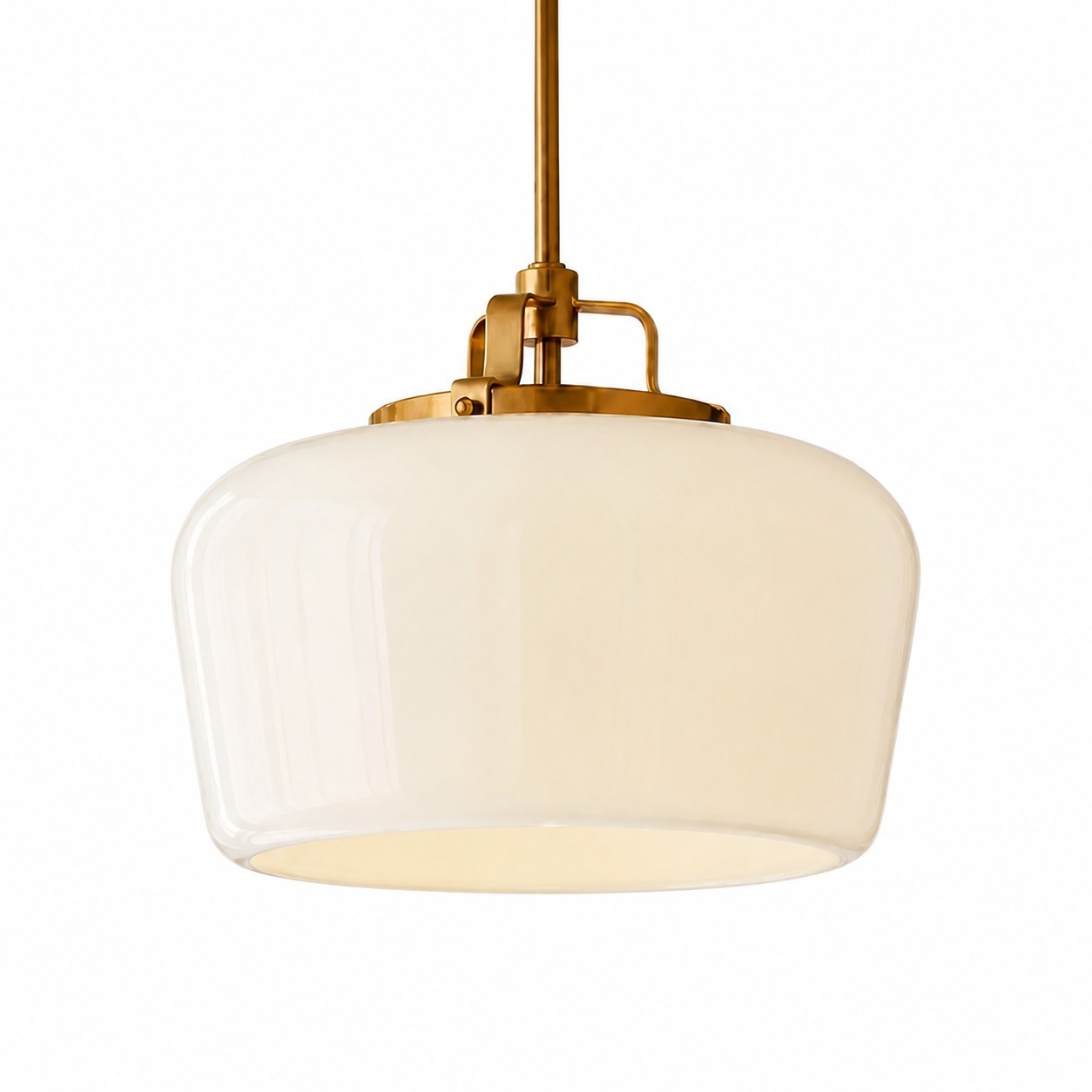 Nathaniel Vintage Brass Rounded Bowl Glass Shade Pendant Light