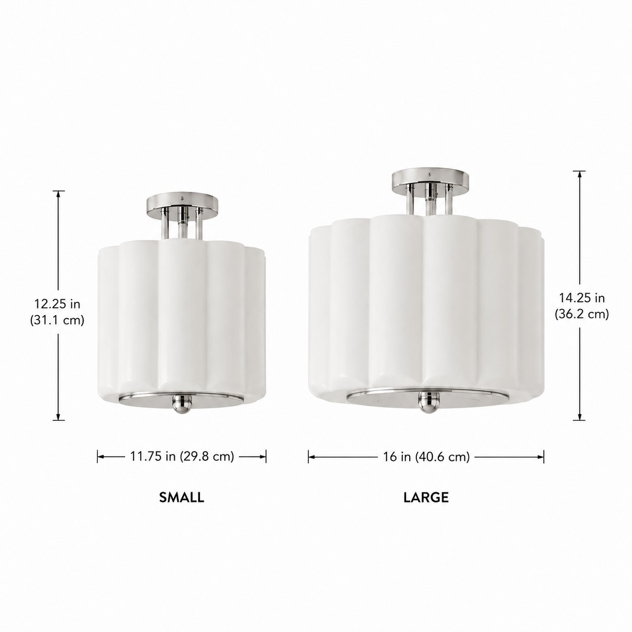 Hanahs Farmhouse Milk Glass Scalloped Shade Ceiling Light