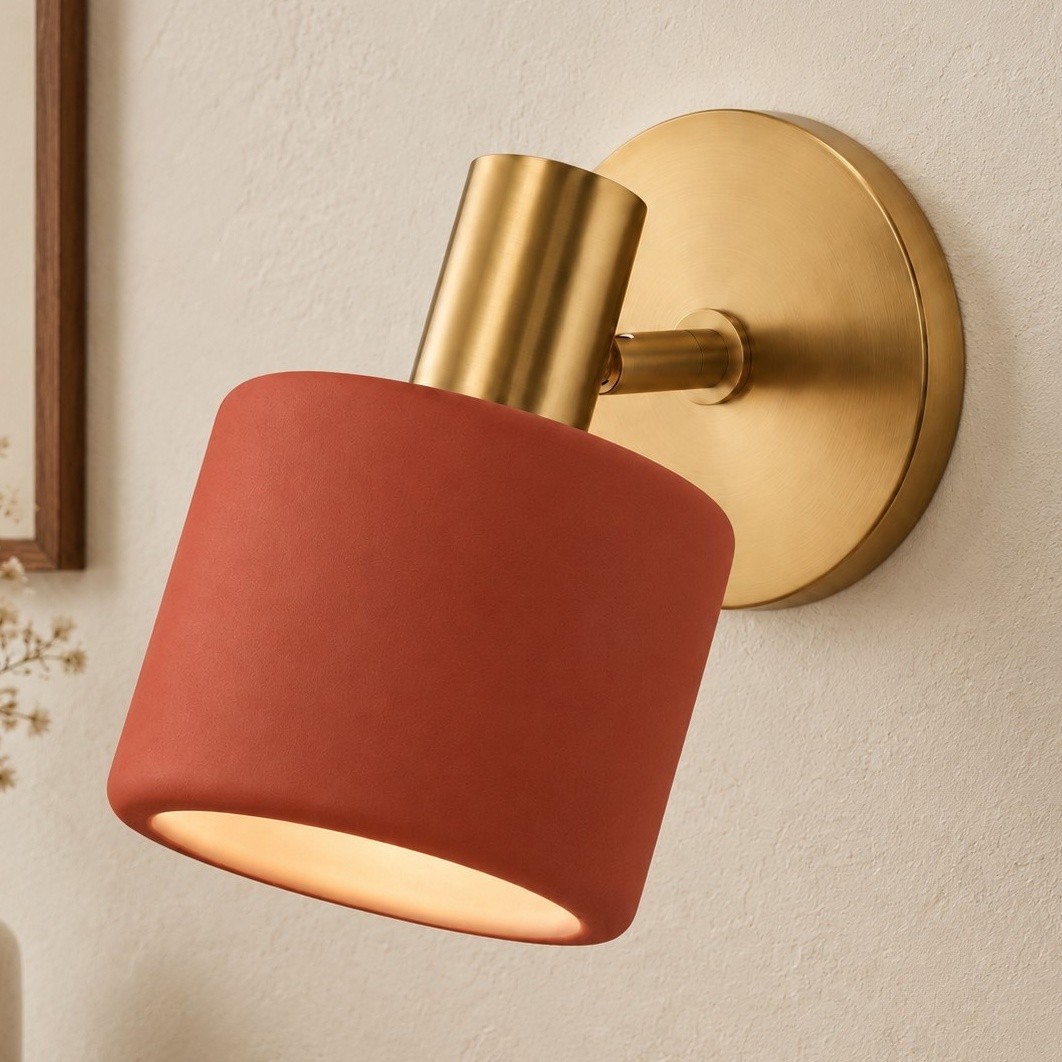 Aura Modern Colorful Adjustable Porcelain Shade Brass Wall Lamp
