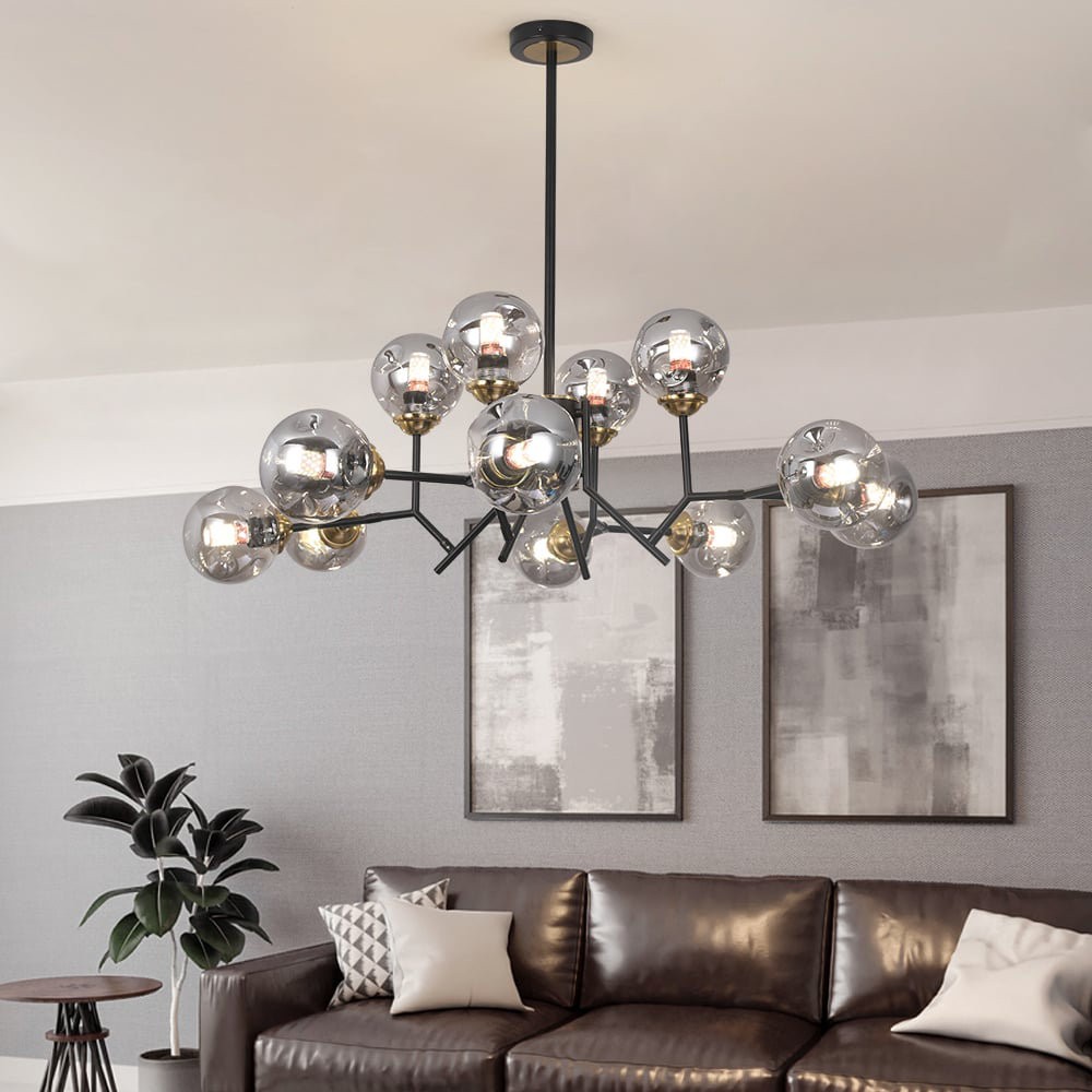 Breckett Modern Smoky Gray Glass Sputnik Chandelier