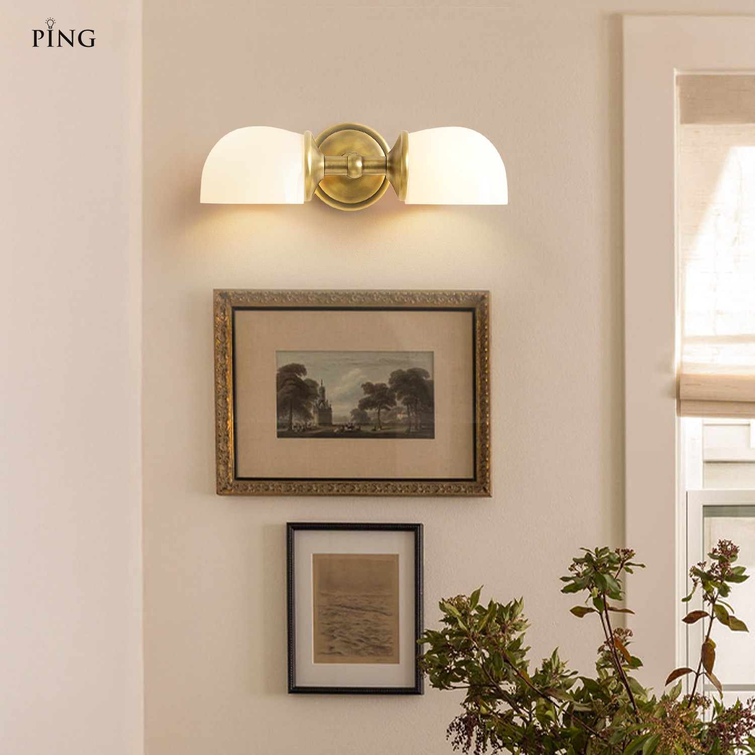 Valor Rustic Metal Double White Glass Wall Sconce