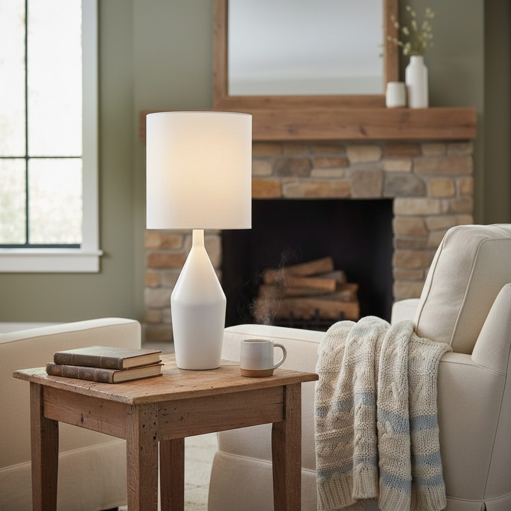 Daphne Vintage Ceramic Linen Shade Table Lamp