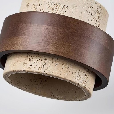Timothy Wabi Sabi Cylindrical Travertine Pendant Light