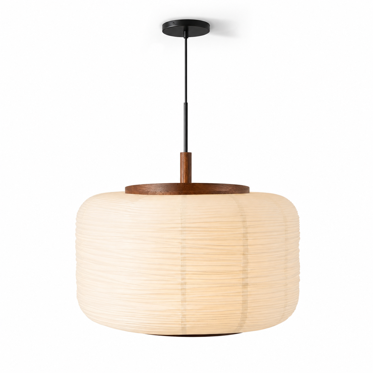 Drath Wabi Sabi Ribbed Paper Lantern Pendant Light