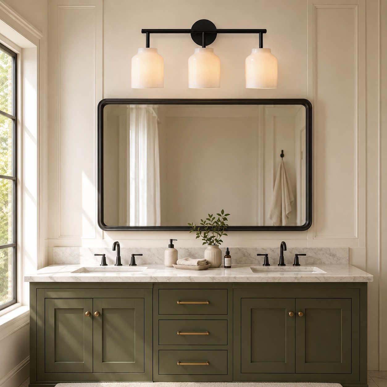 Drilon Modern 3-Light Milk Glass Bathroom Sconce