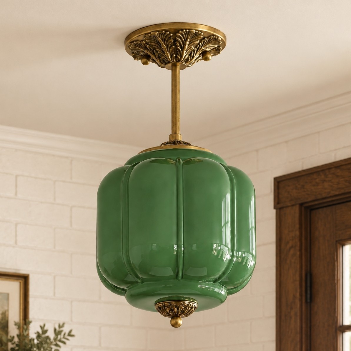 Conran Vintage Milk Glass Lantern Eloise Ceiling Light