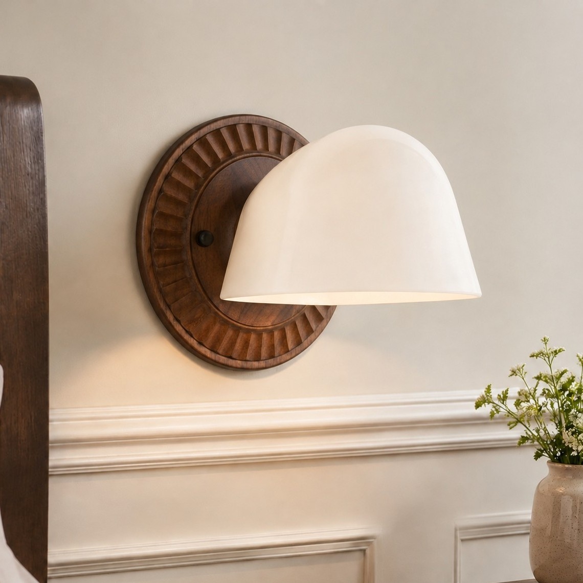 Pyrvyn Mid-Century Modern Milk Glass Shade Wall Sconce