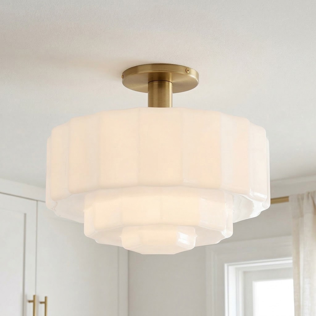 Ellis Retro Milk White Glass Ceiling Light