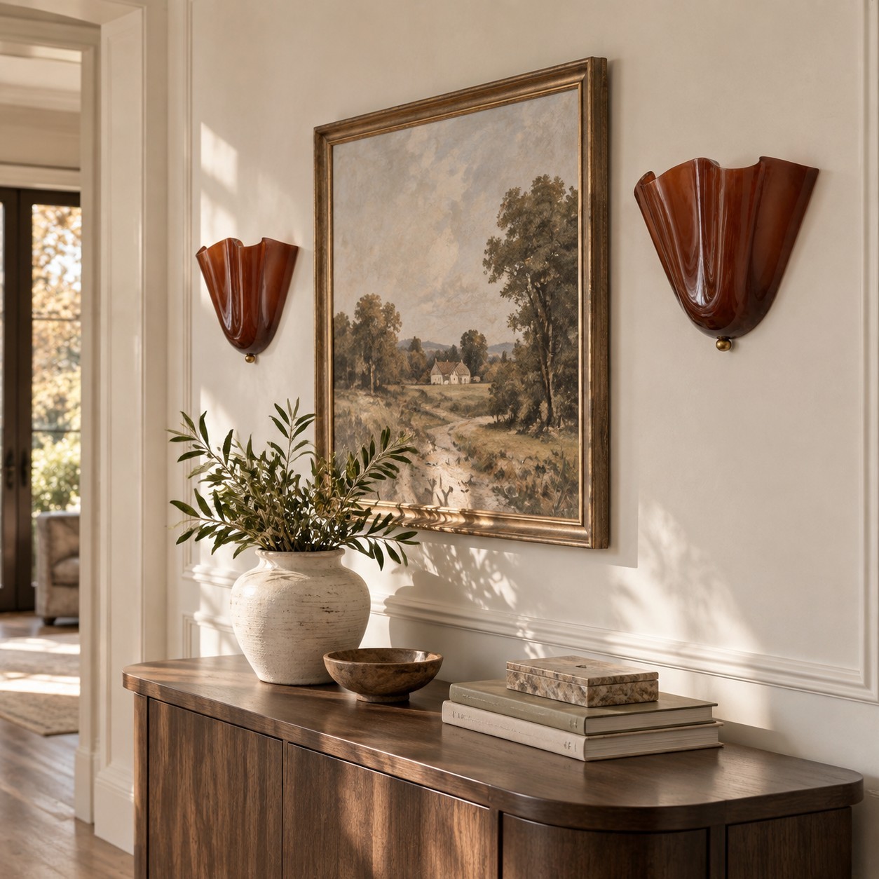 Kyrintha Mid-Century Skirt Shell Glass Fazzo Petalia Wall Sconce