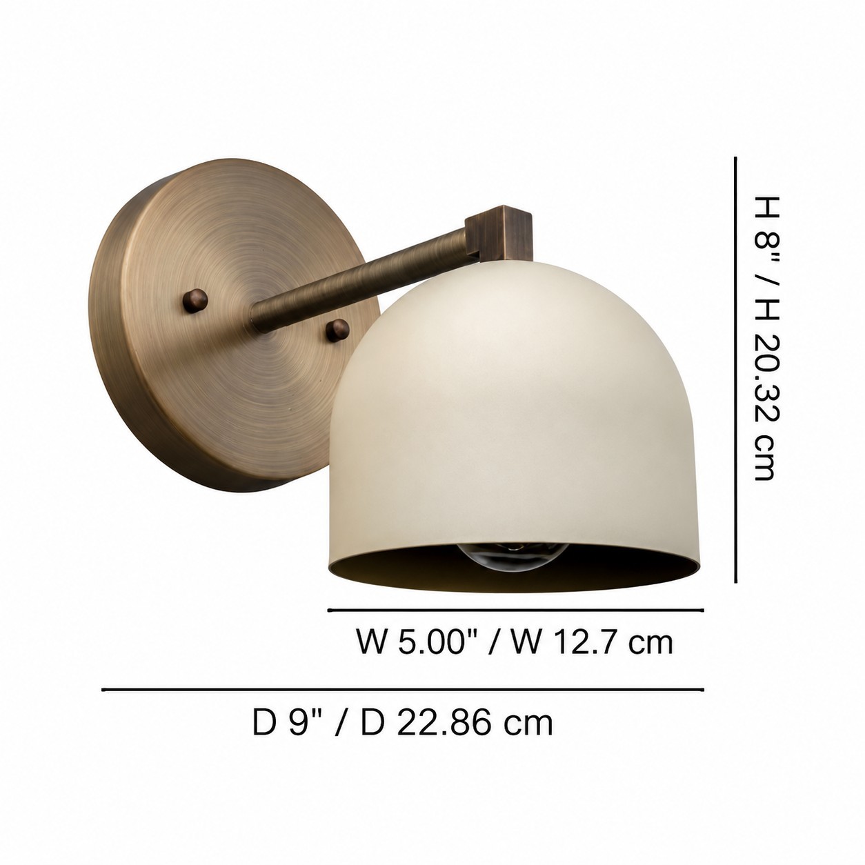 Verai Modern Industrial Cream Metal Dome Wall Sconce