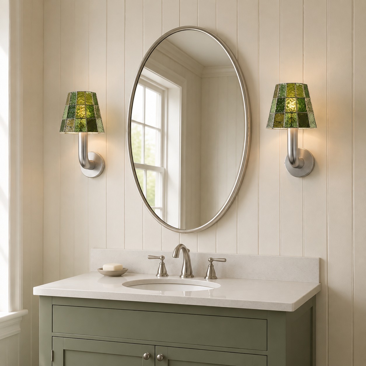 Elodieo Vintage Textured Mosaic Glass Cone Wall Sconce