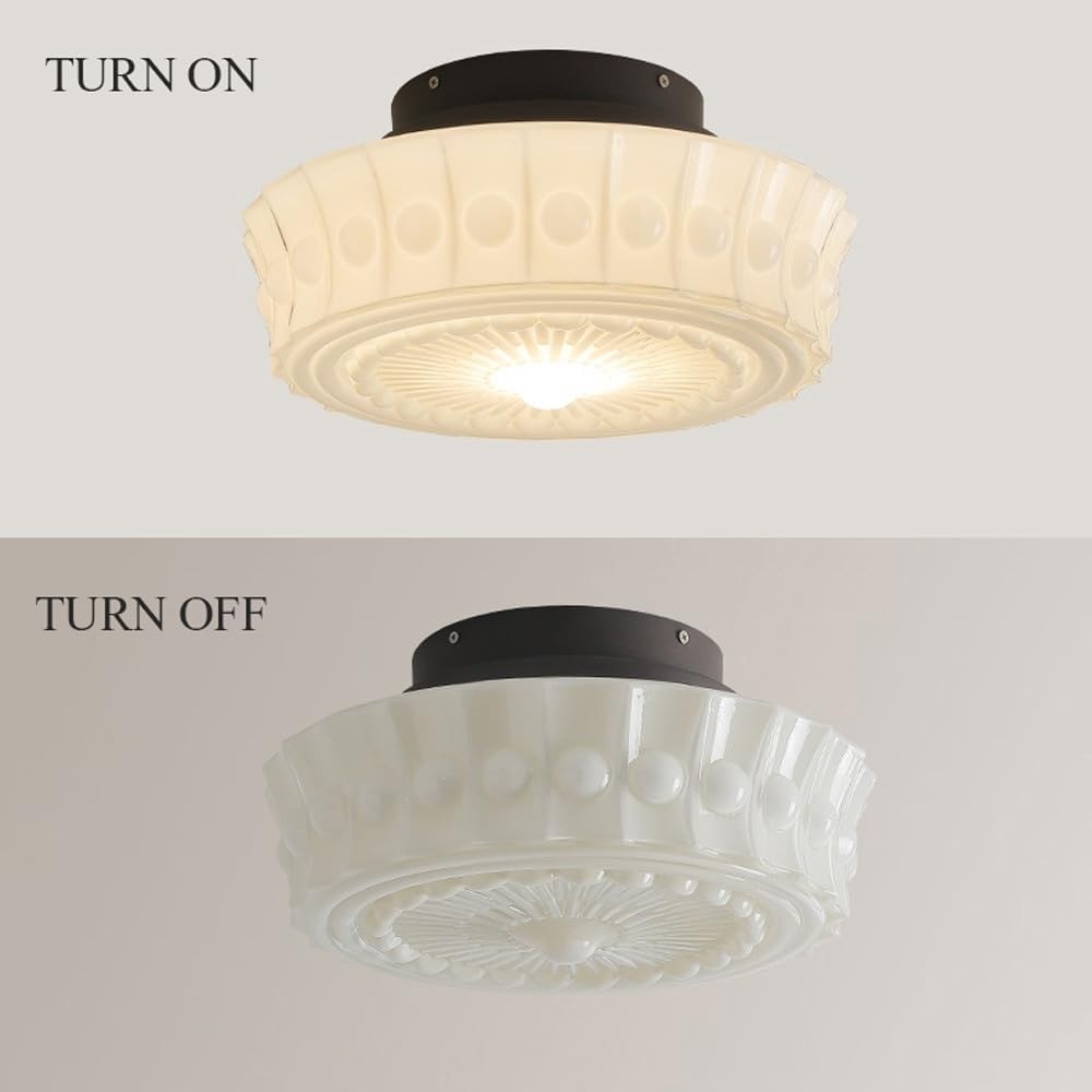 Raymond Vintage Art Semi Flush Mount Milky Glass Ceiling Light
