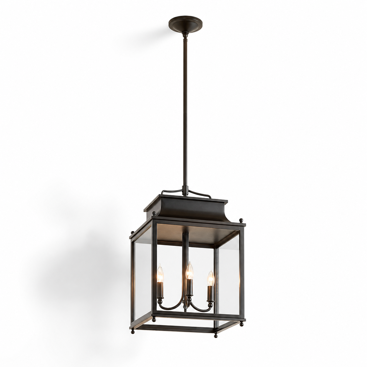 Marcellus Classic Metal Clear Glass Outdoor Lantern Pendant Light