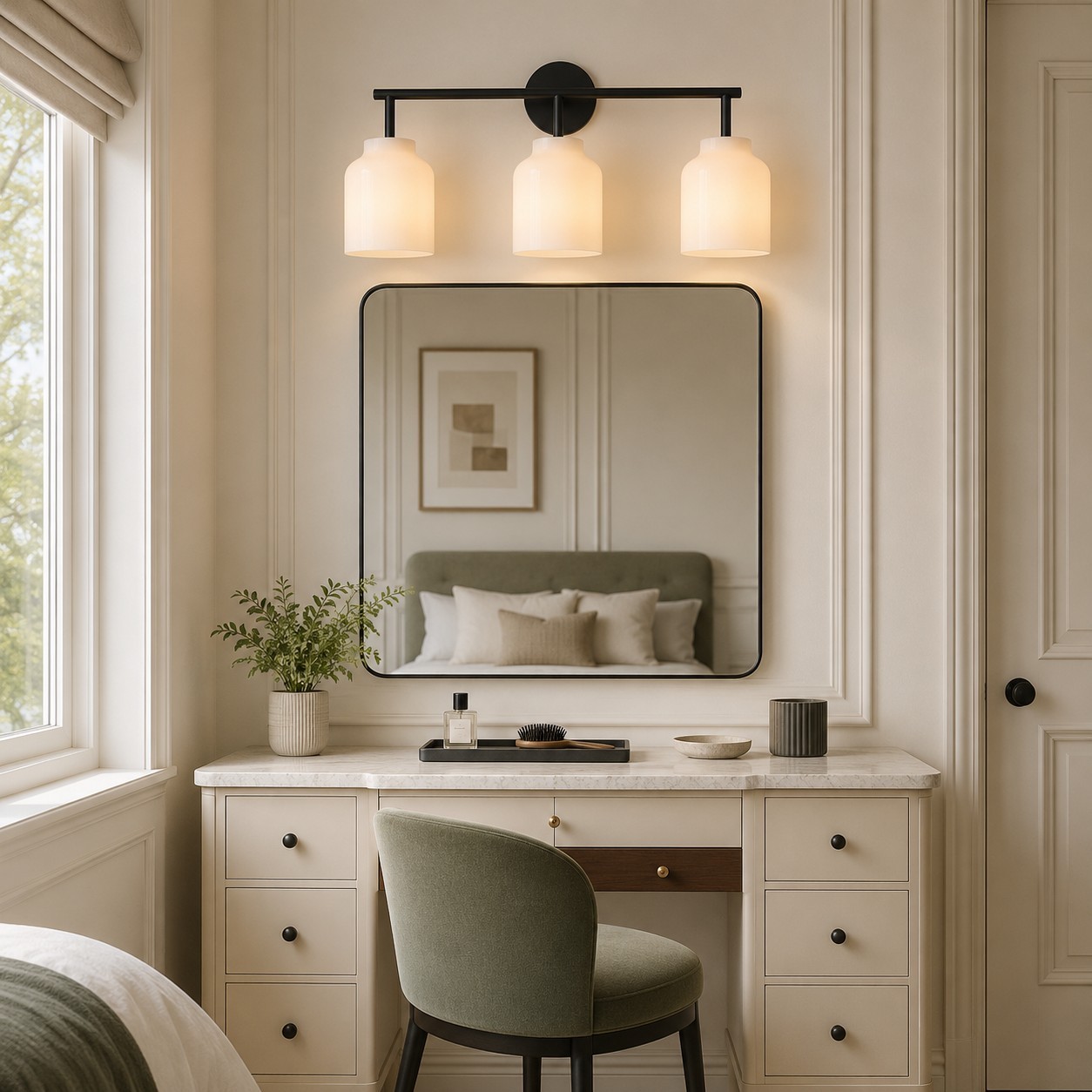 Drilon Modern 3-Light Milk Glass Bathroom Sconce