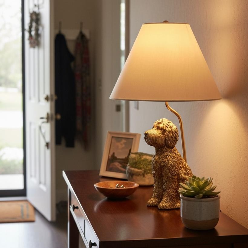 Aurea Unique Animal Table Lamp - Dog Sculptural Accent Lighting for Bedroom & Living Room