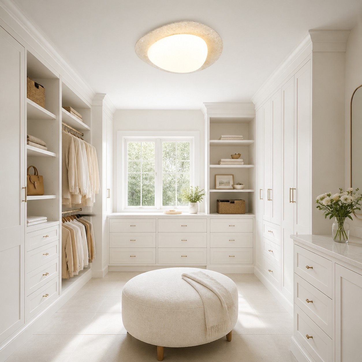 Odette Pebble-Shaped Travertine LED Flush Mount Ceiling Light