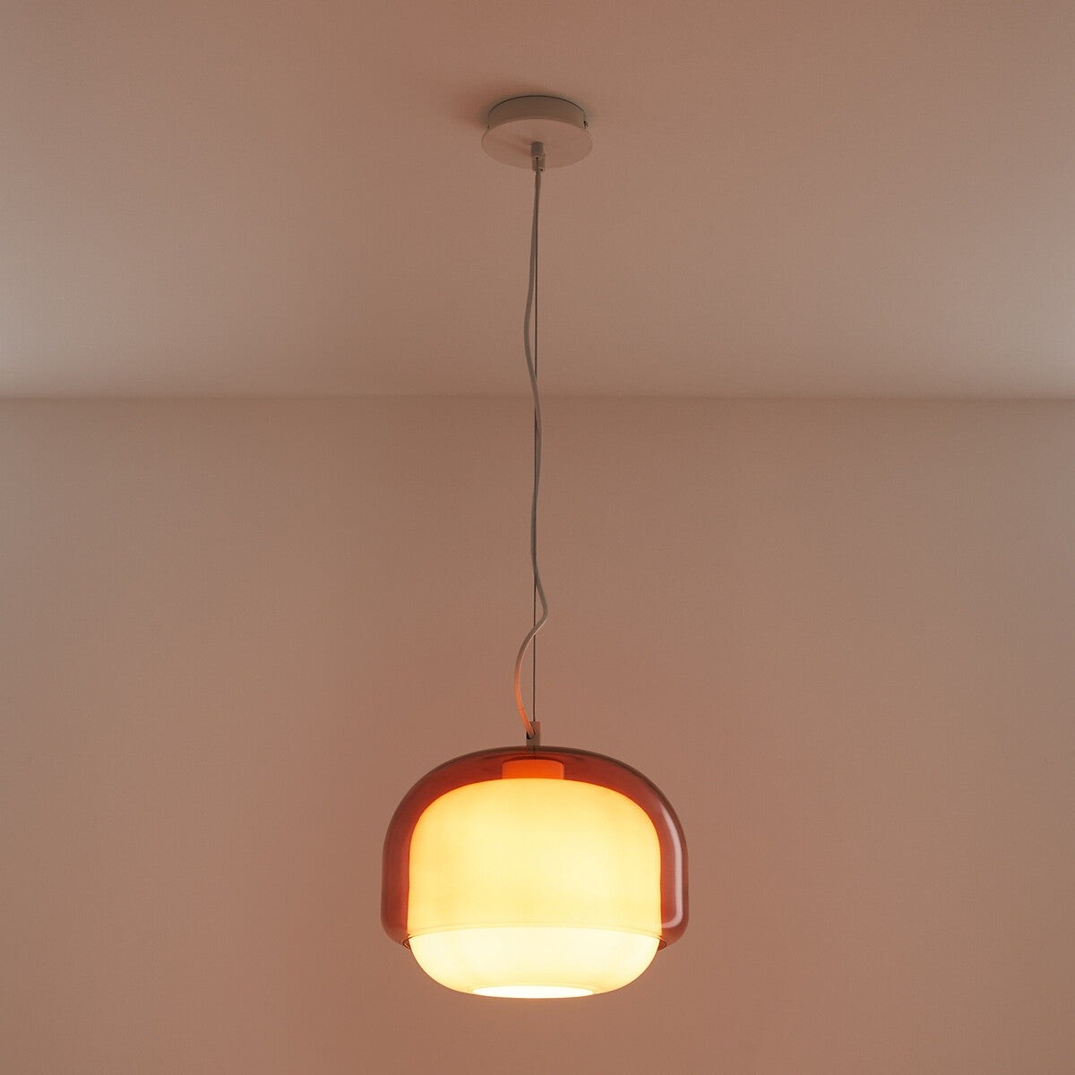 Vexlynn Scandinavian Round Dual-Layer Tinted Glass Pendant Light
