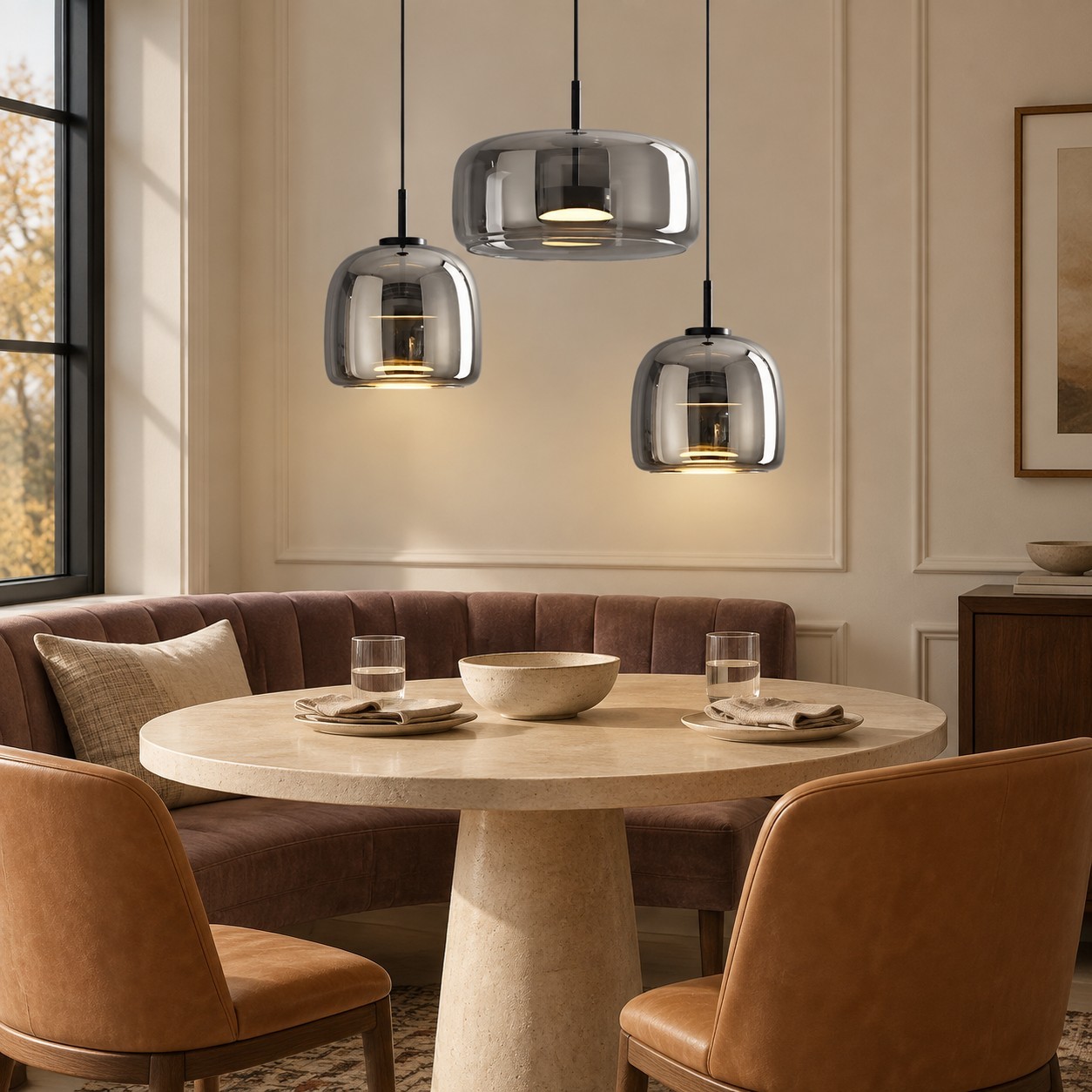Raith Mouth Blown Glass Shade Pendant Light