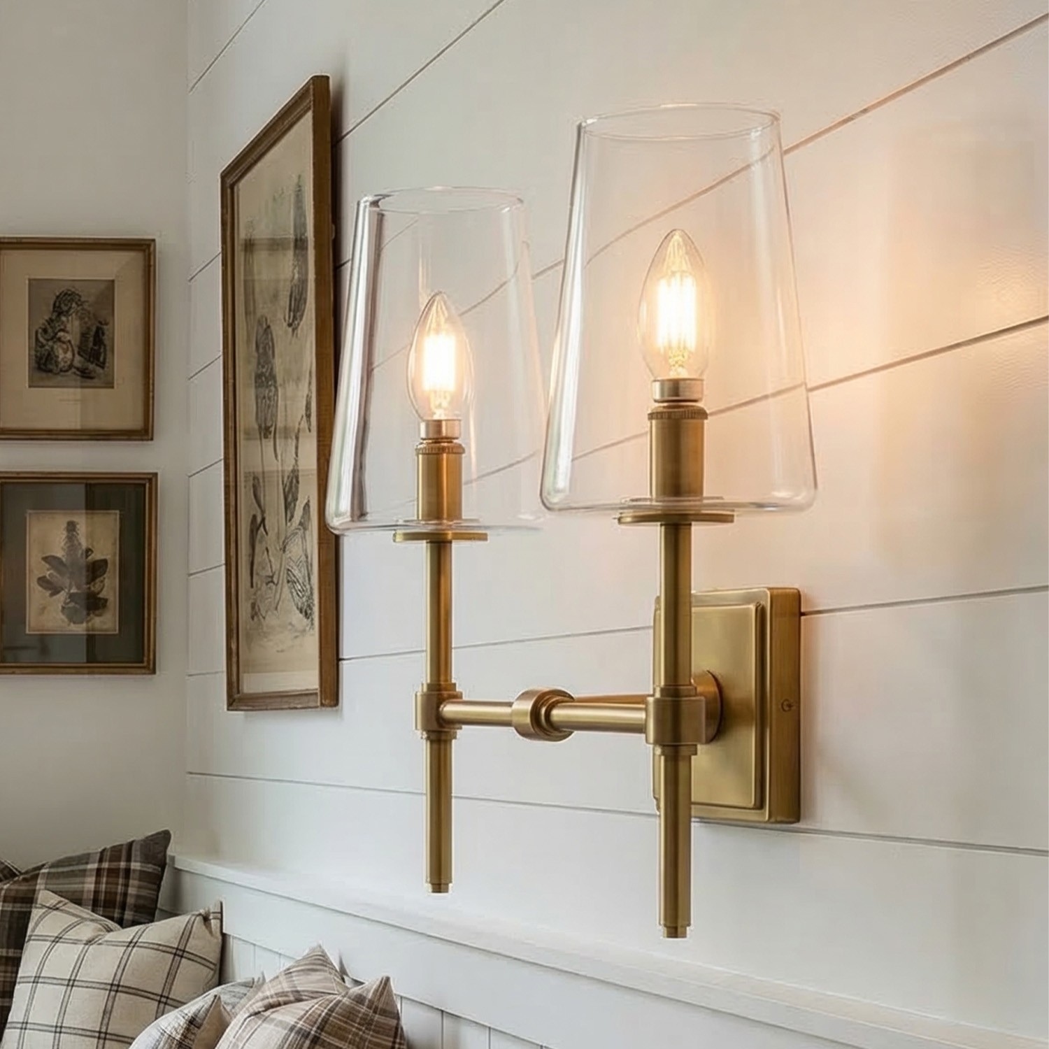 Murano Farmhouse Clear Glass Vanity Wall Sconce