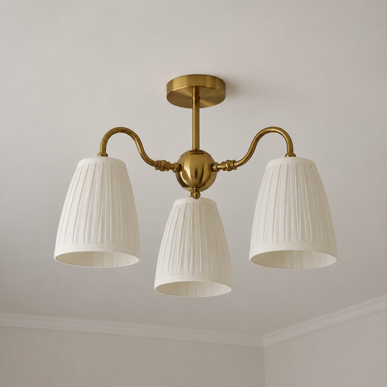 Cadmus Gold Textile Lamp Shade Semi Flush Mount Lighting