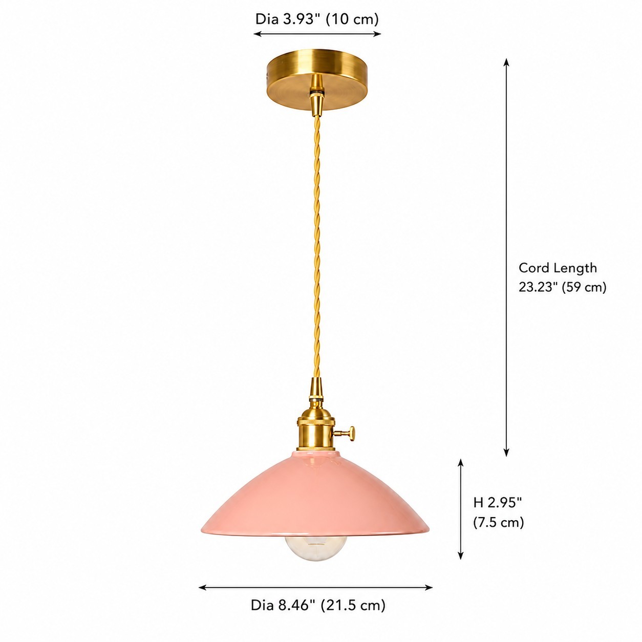 Lenora Vintage Ceramic Brass Cone Pendant Light