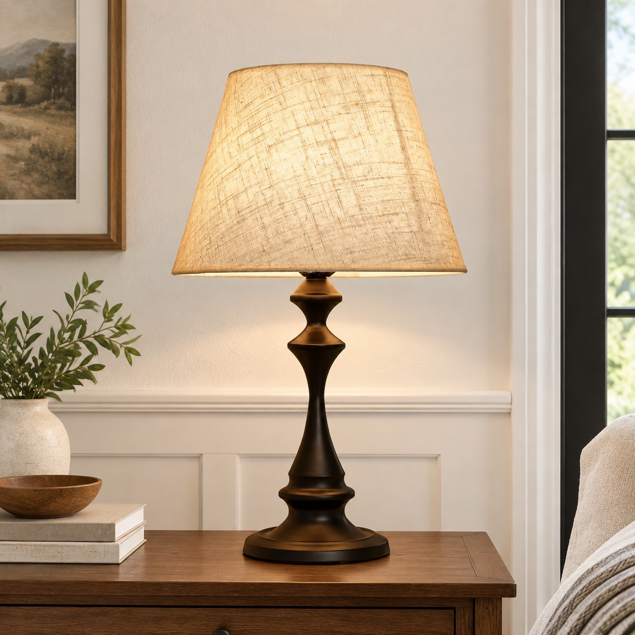 Issac Classic Linen Empire Iron Body Table Lamp