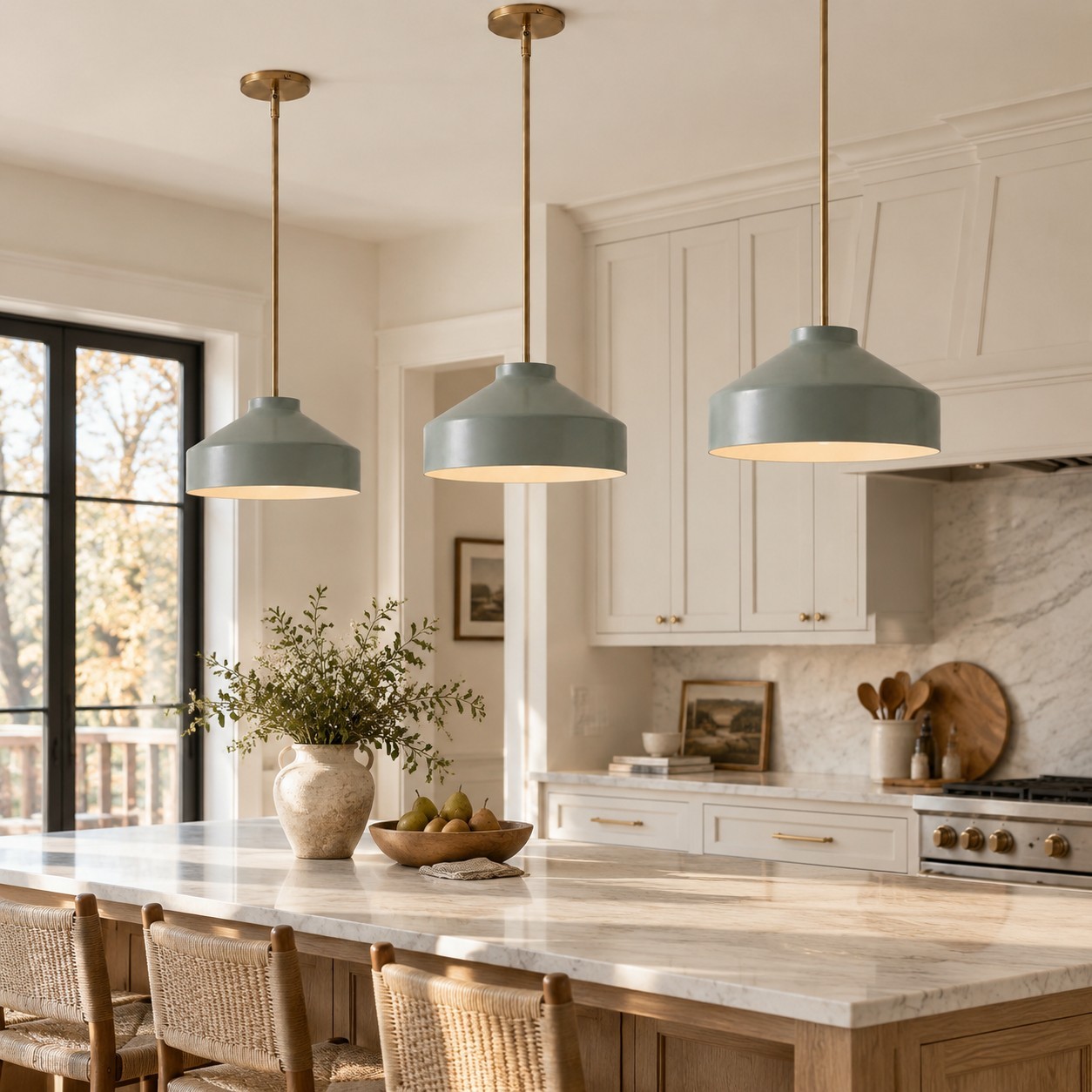 Drilon Modern Brass Rod Glass Shade Pendant Light