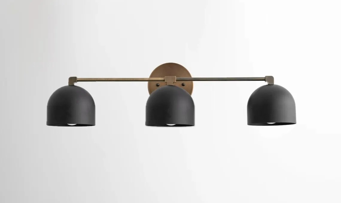 Astair Nordic Metal Deep Dome Vanity Wall Sconce in Rustic Brass