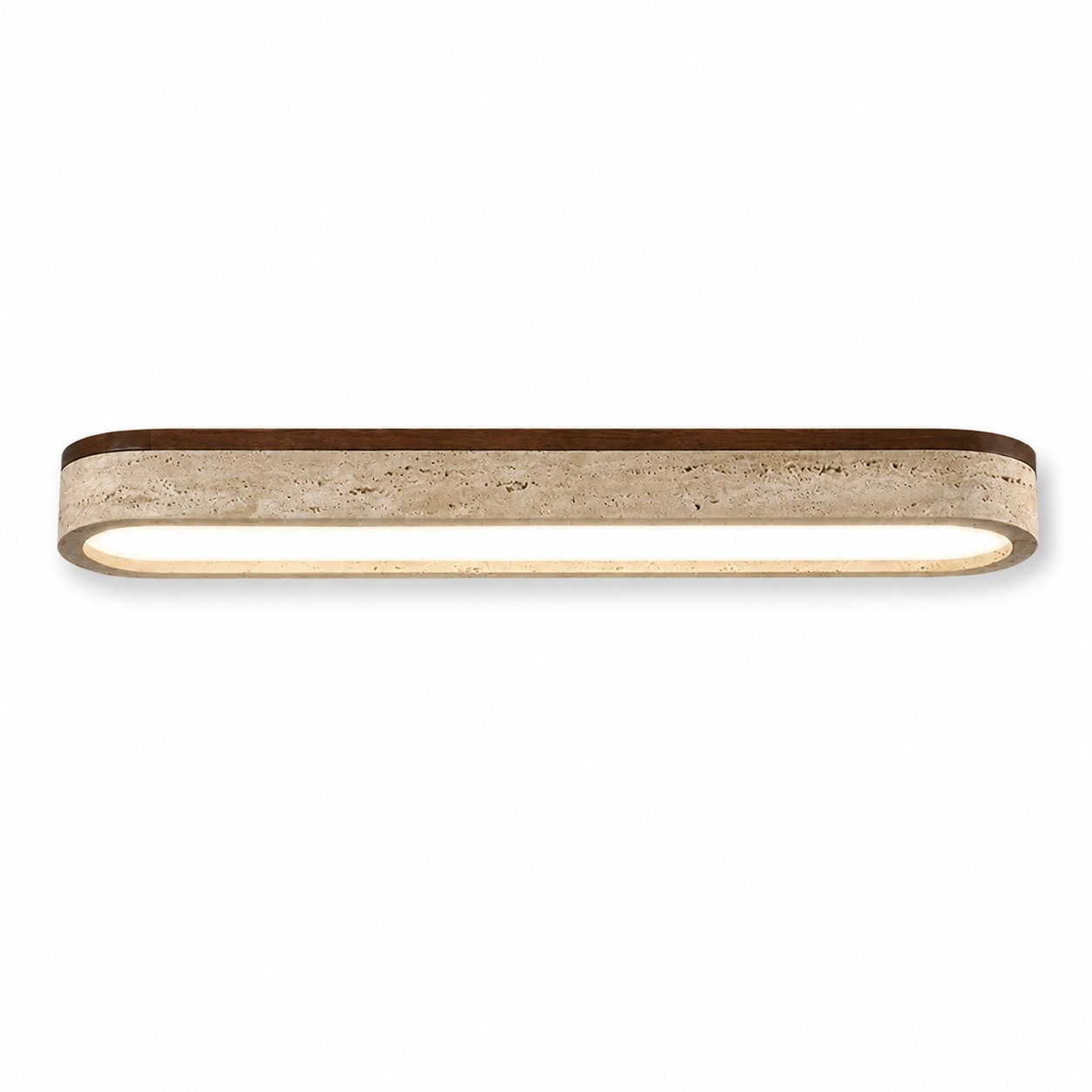 Samue Travertine Wood Linear LED Flush Mount Ceiling Light