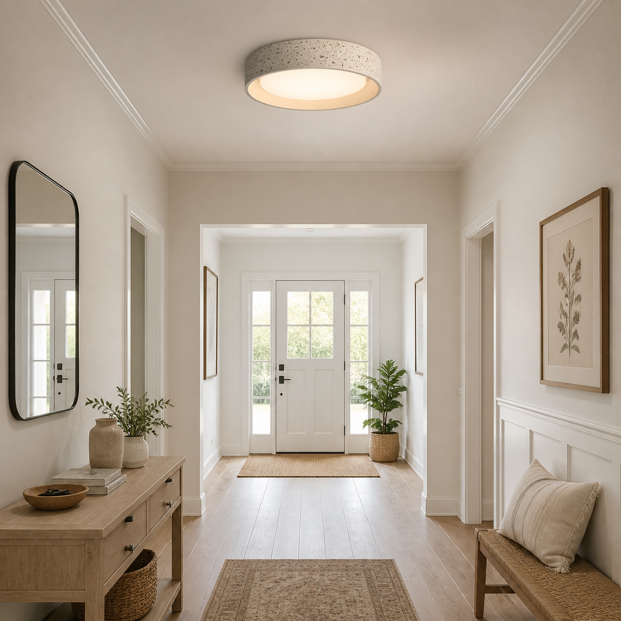 Ansel Wabi Sabi LED Travertine Round Flush Mount Ceiling Light