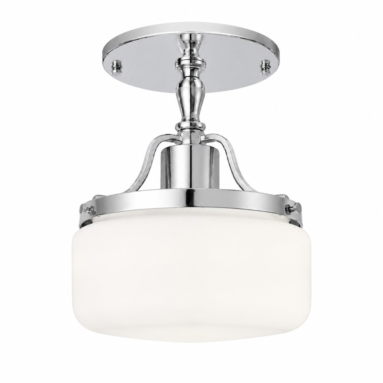 Atlas Vintage Milky Glass Semi Flush Mount Metal Ceiling Light