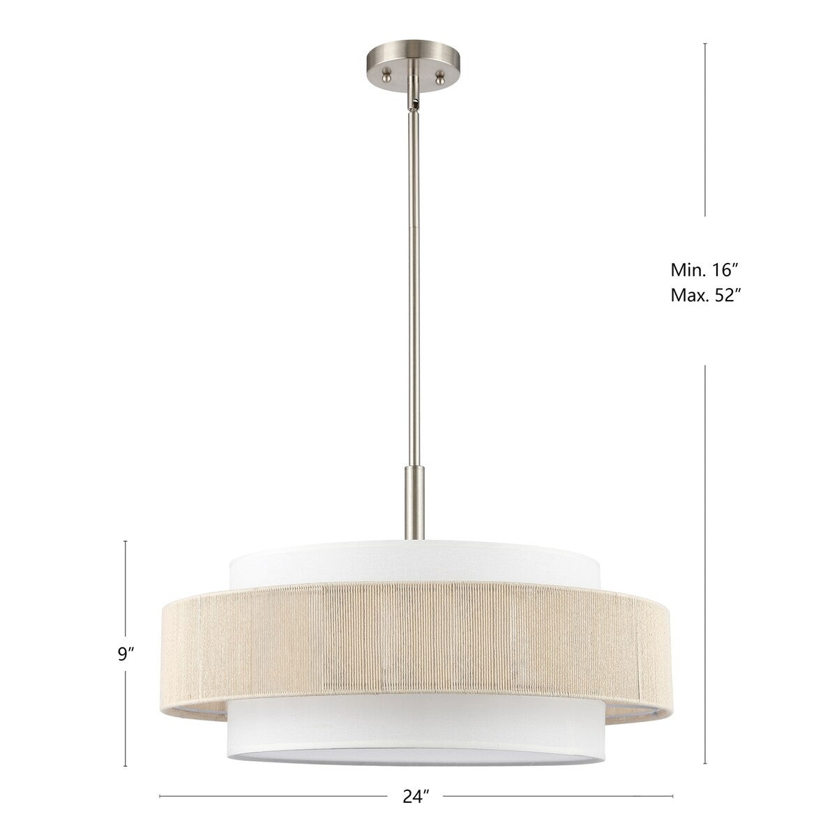 Tim Scandinavian Tiered Fabric Drum Chandelier