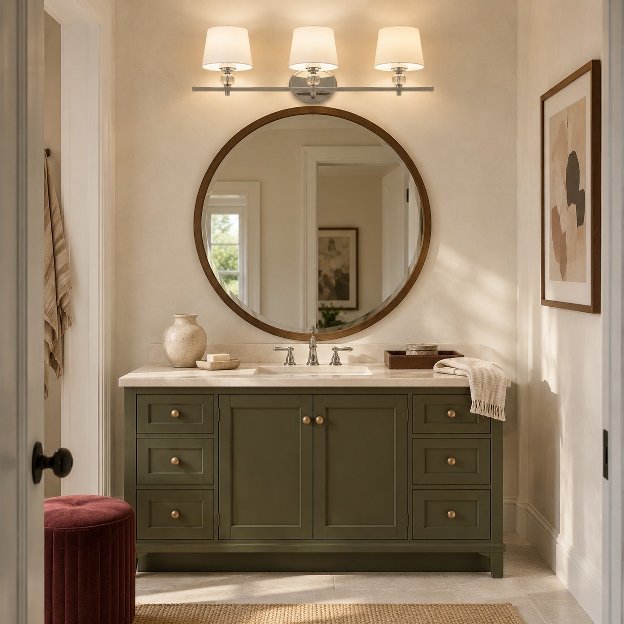 Remi Rustic 3-Light White Fabric Sconce