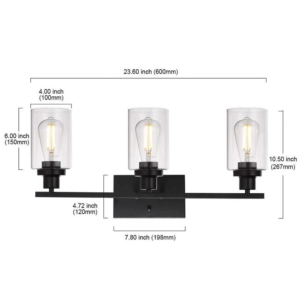 Lynor Classic Farmhouse Clear Glass Triple Sconce