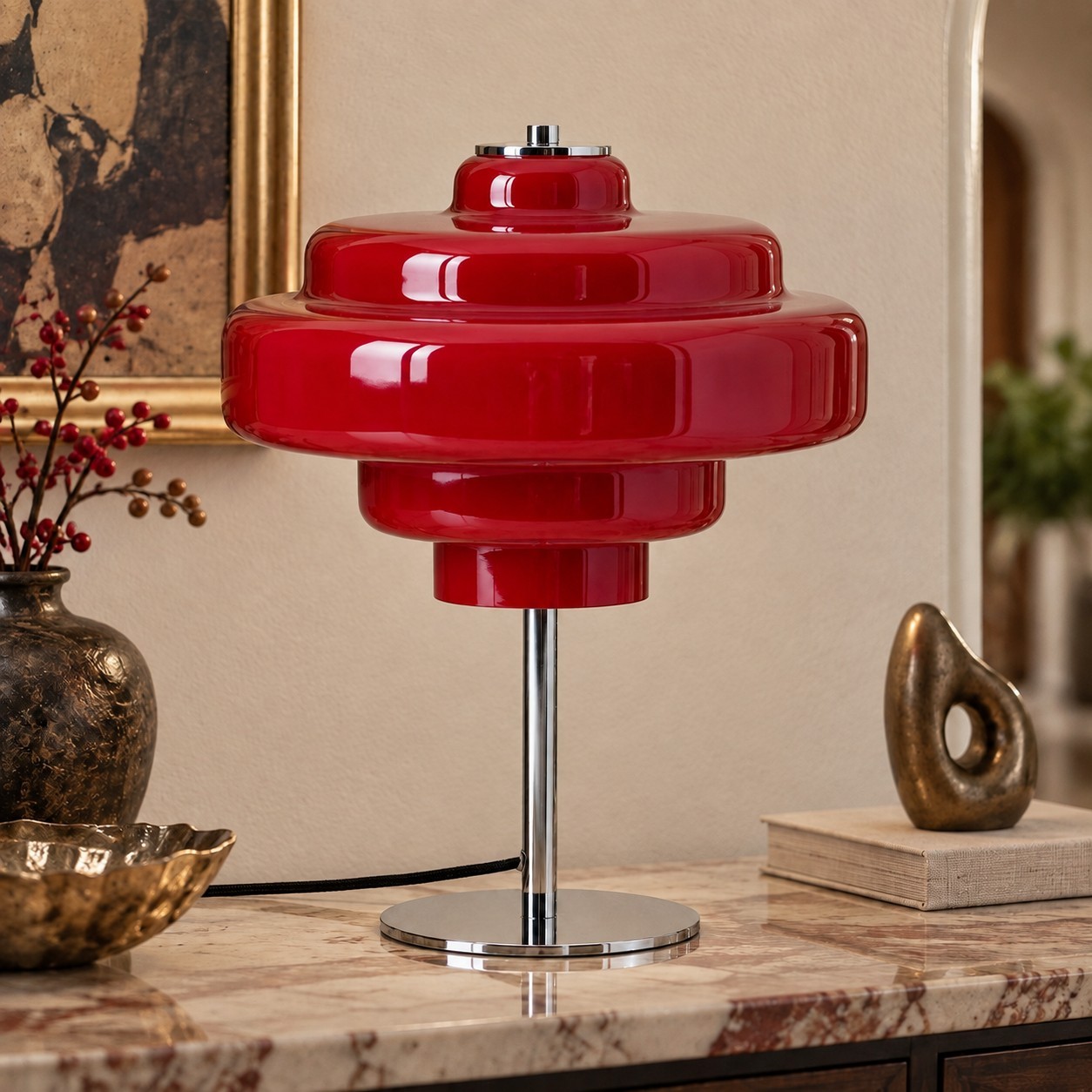 Yves Retro Multiple Colors Tiered Glass Table Lamp