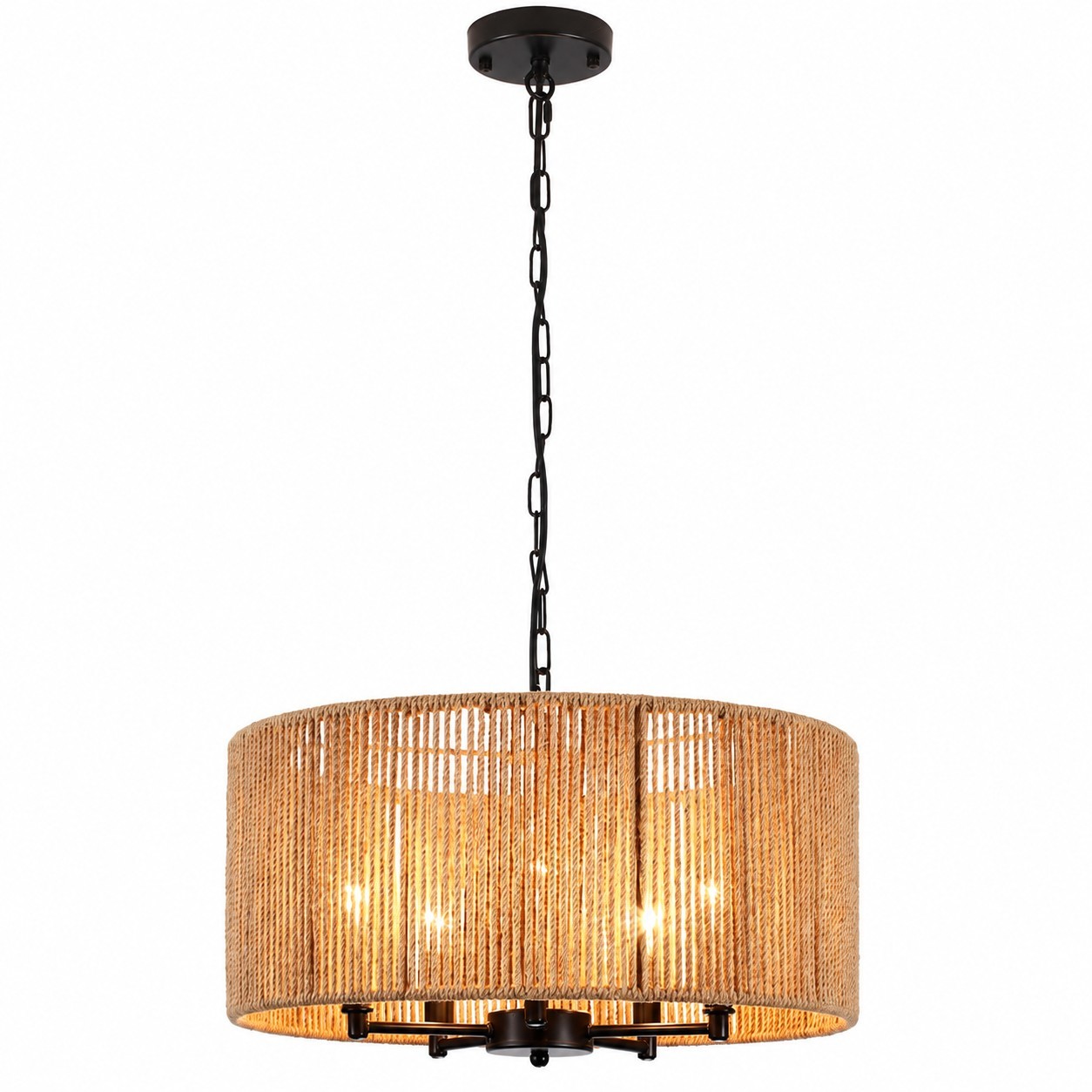 Haynes Rustic Rattan Dimmable Drum Pendant Light