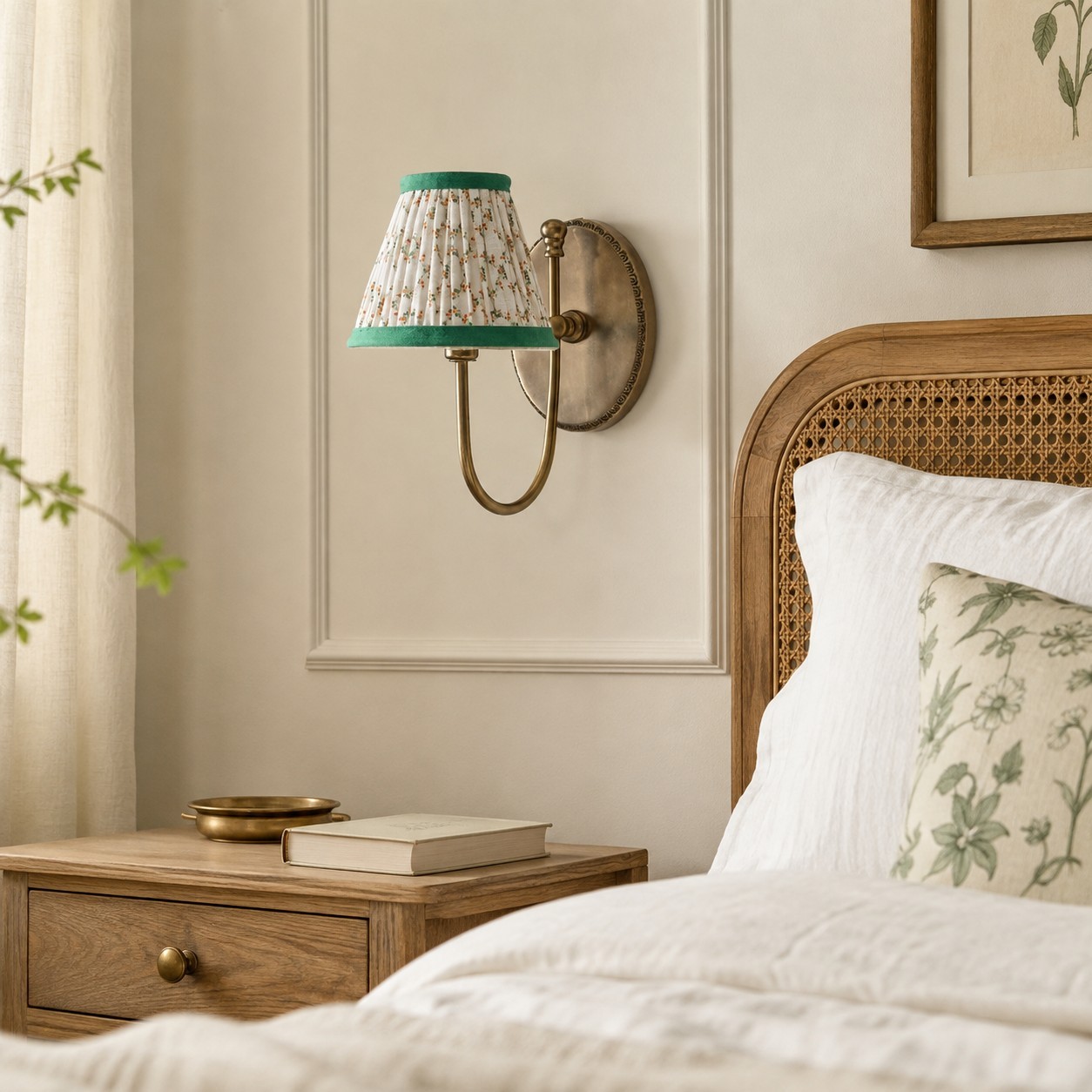 Orphelyx French Brass Fabric Shade Sconce Light