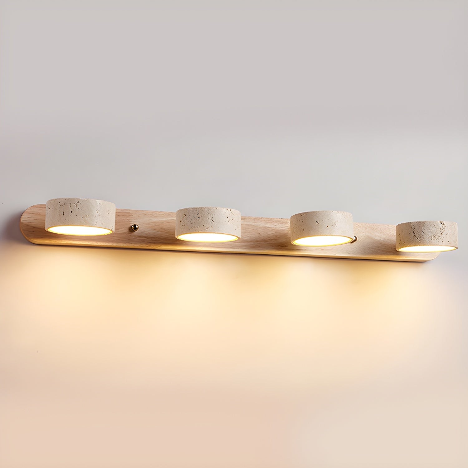 Benjamin Rustic Adjustable Travertine Wood Led Vanity Sconce