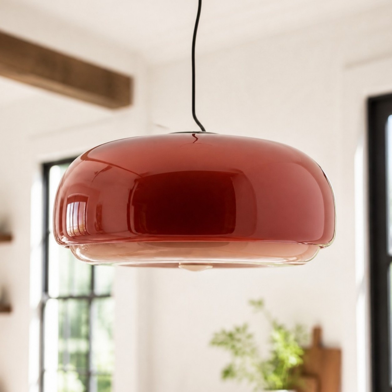 Vexlynn Scandinavian Round Dual-Layer Tinted Glass Pendant Light