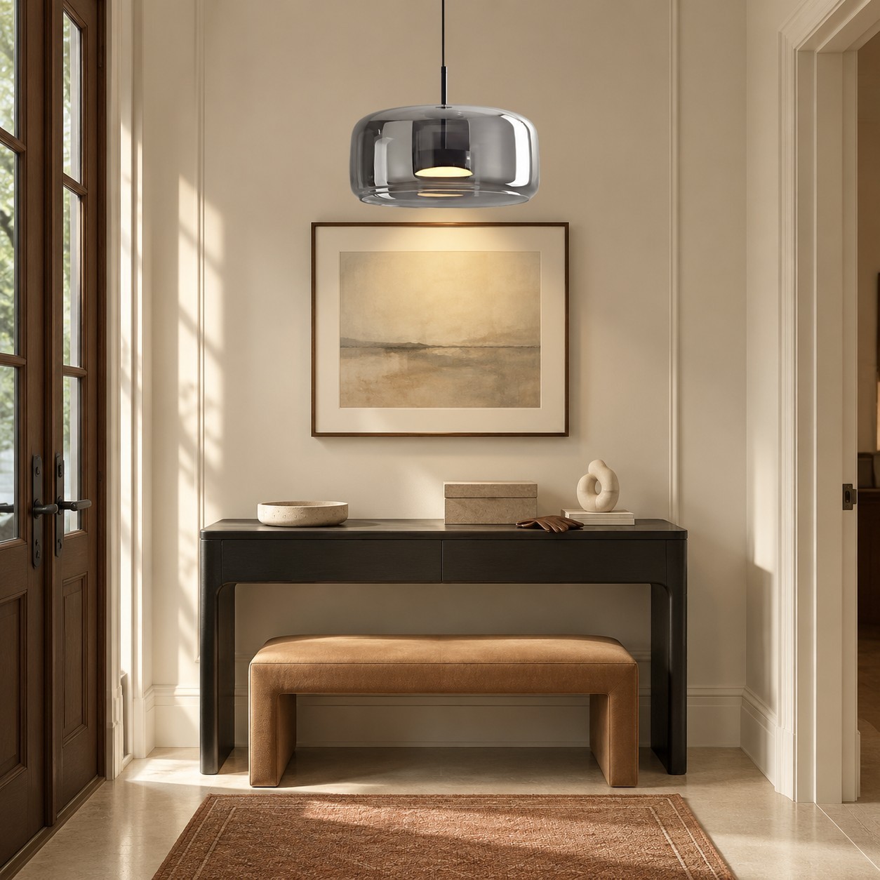 Raith Mouth Blown Glass Shade Pendant Light