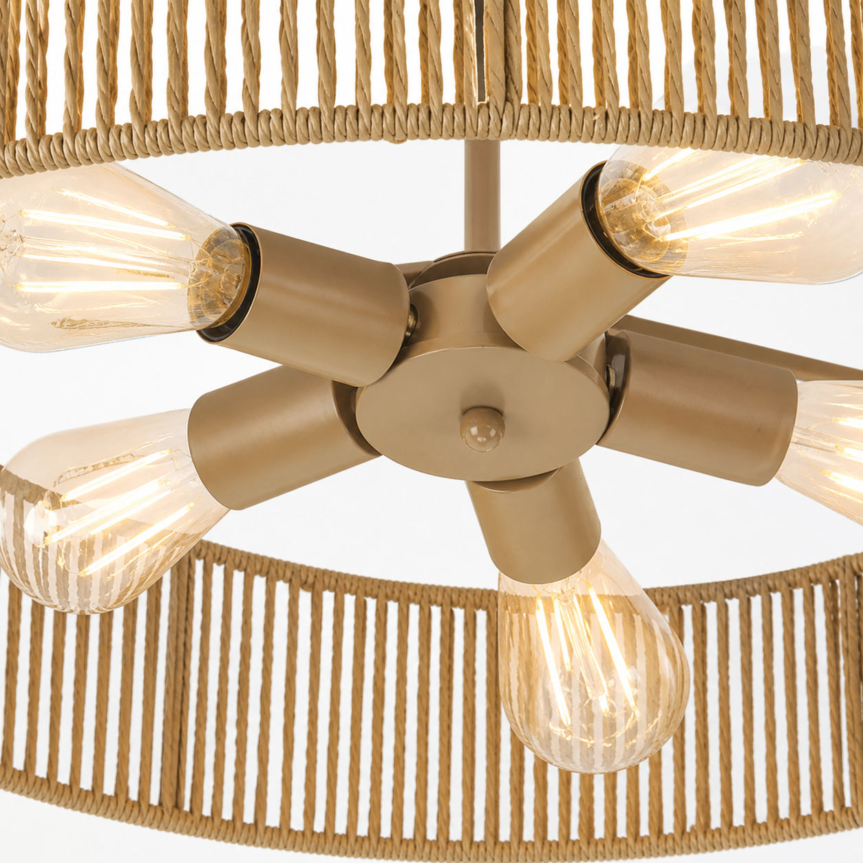 Lioran Rustic Round Rattan Ceiling Light