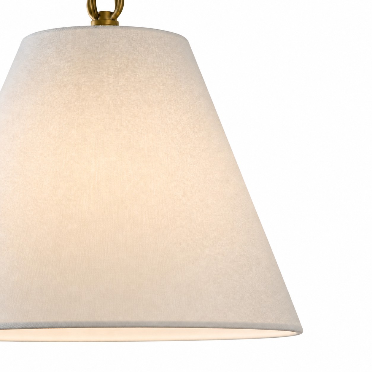 Felix Antique Brass-Finish White Fabric Cone Pendant Light